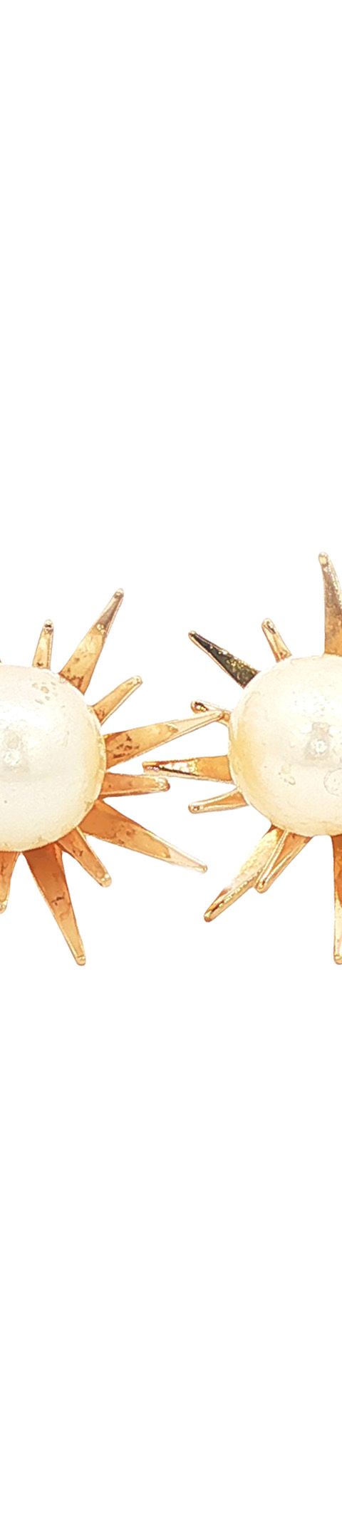 Vintage 18K Gold Stud Earrings with Pearl